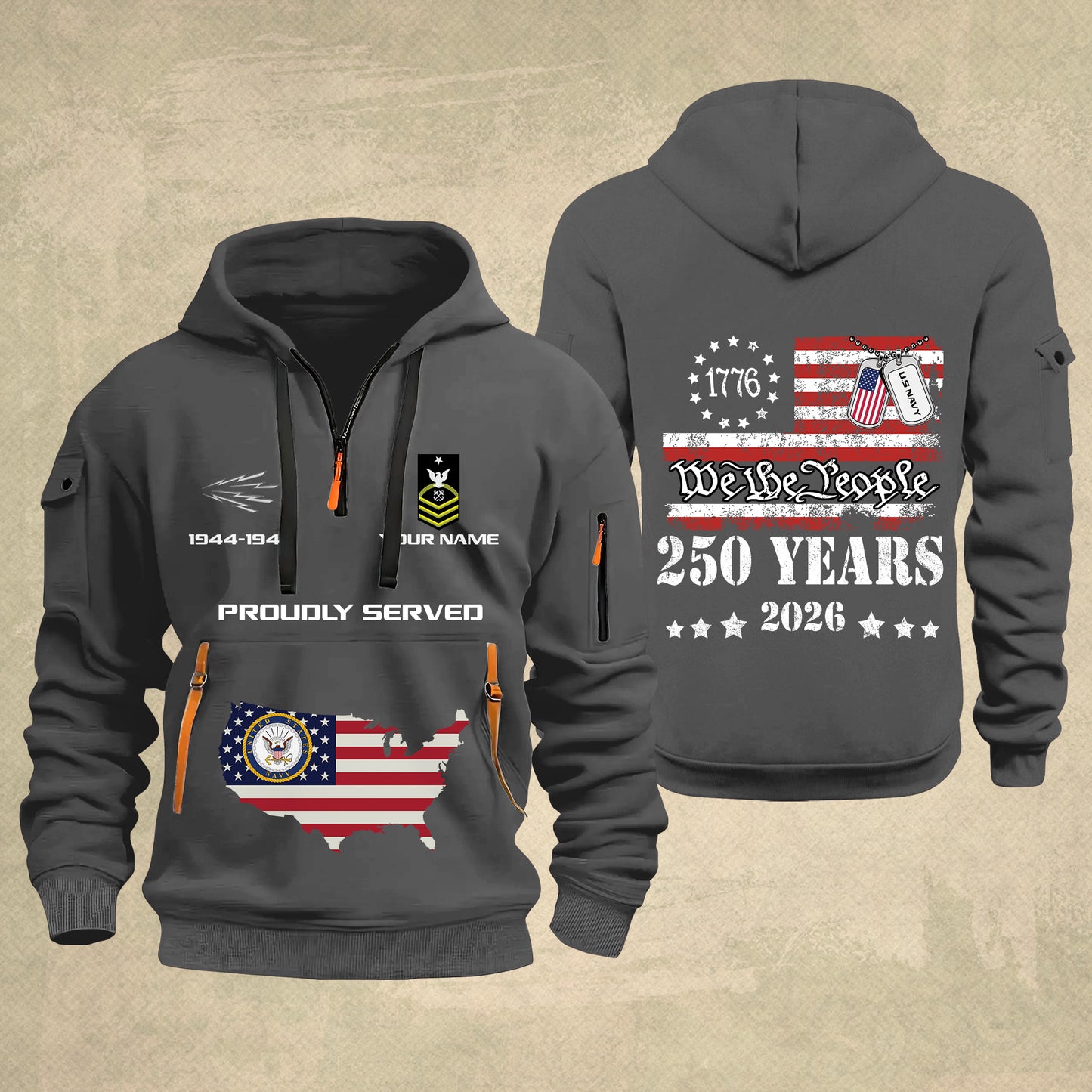 Navy Rating - Personalized 250th America Anniversary Zip Hoodie Multicolor – Custom Military Branch, We The People, Independence Day - 1769212801