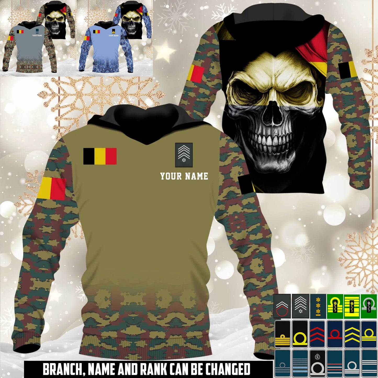 Personalized Belgium Soldier/Veteran Camo with Name and Rank Hoodie All Over Printed - 17660160