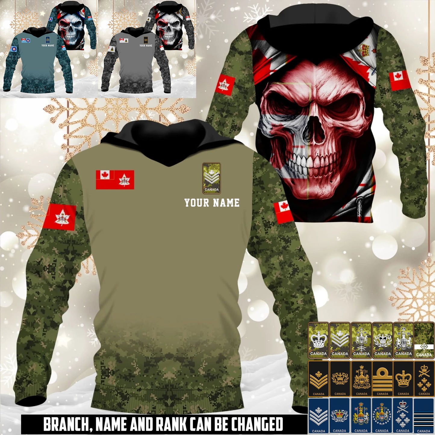 Personalized Canada Soldier/Veteran Camo with Name and Rank Hoodie All Over Printed - 17660160