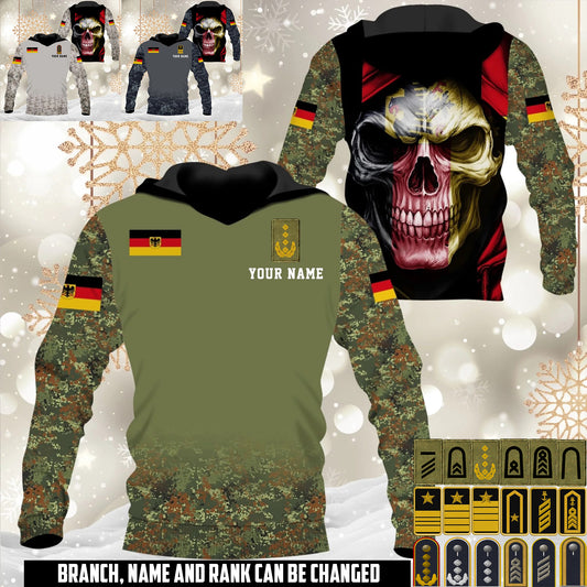 Personalized Germany Soldier/Veteran Camo with Name and Rank Hoodie All Over Printed - 17660160