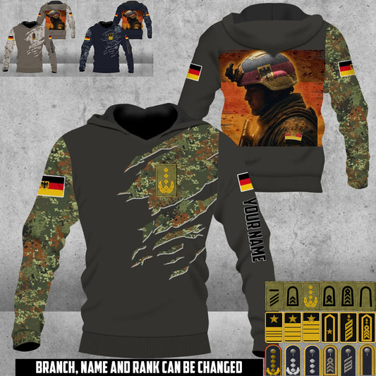 Personalized Germany Soldier/Veteran Camo with Name & Rank Hoodie All Over Printed - 17673120