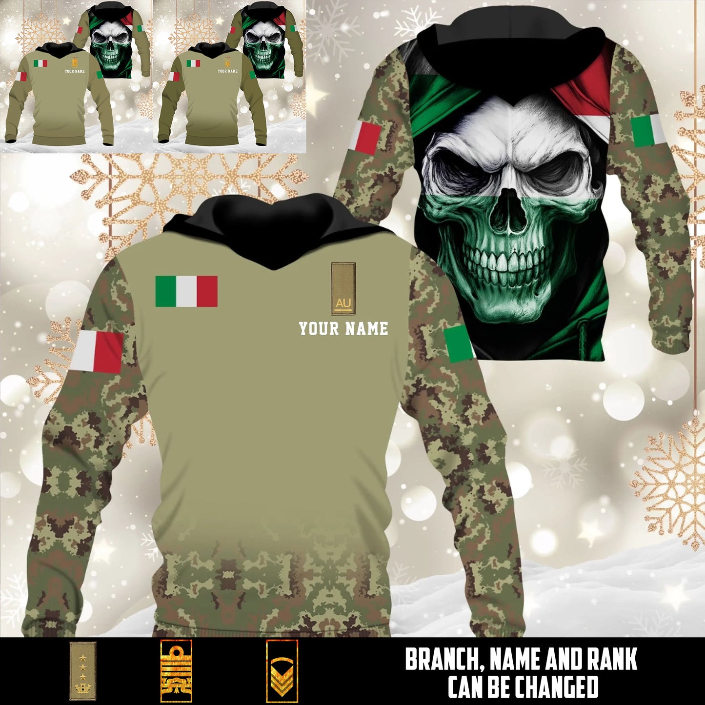 Personalized Italy Soldier/Veteran Camo with Name and Rank Hoodie All Over Printed - 17660160