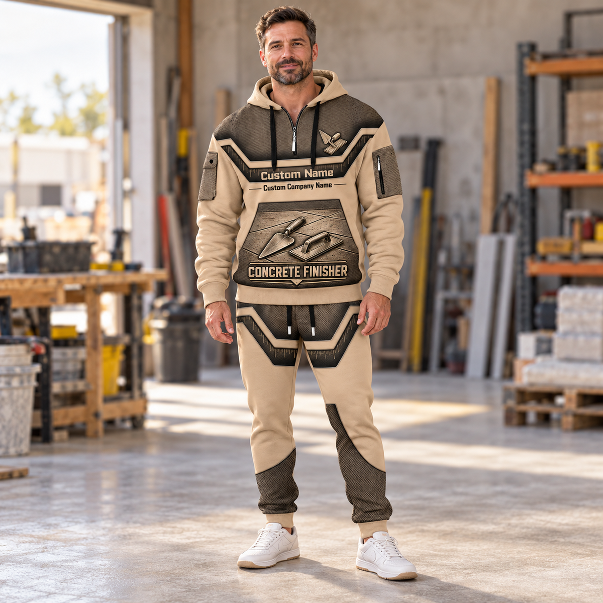 Concrete Finisher hero half zip hoodie and jogger combo