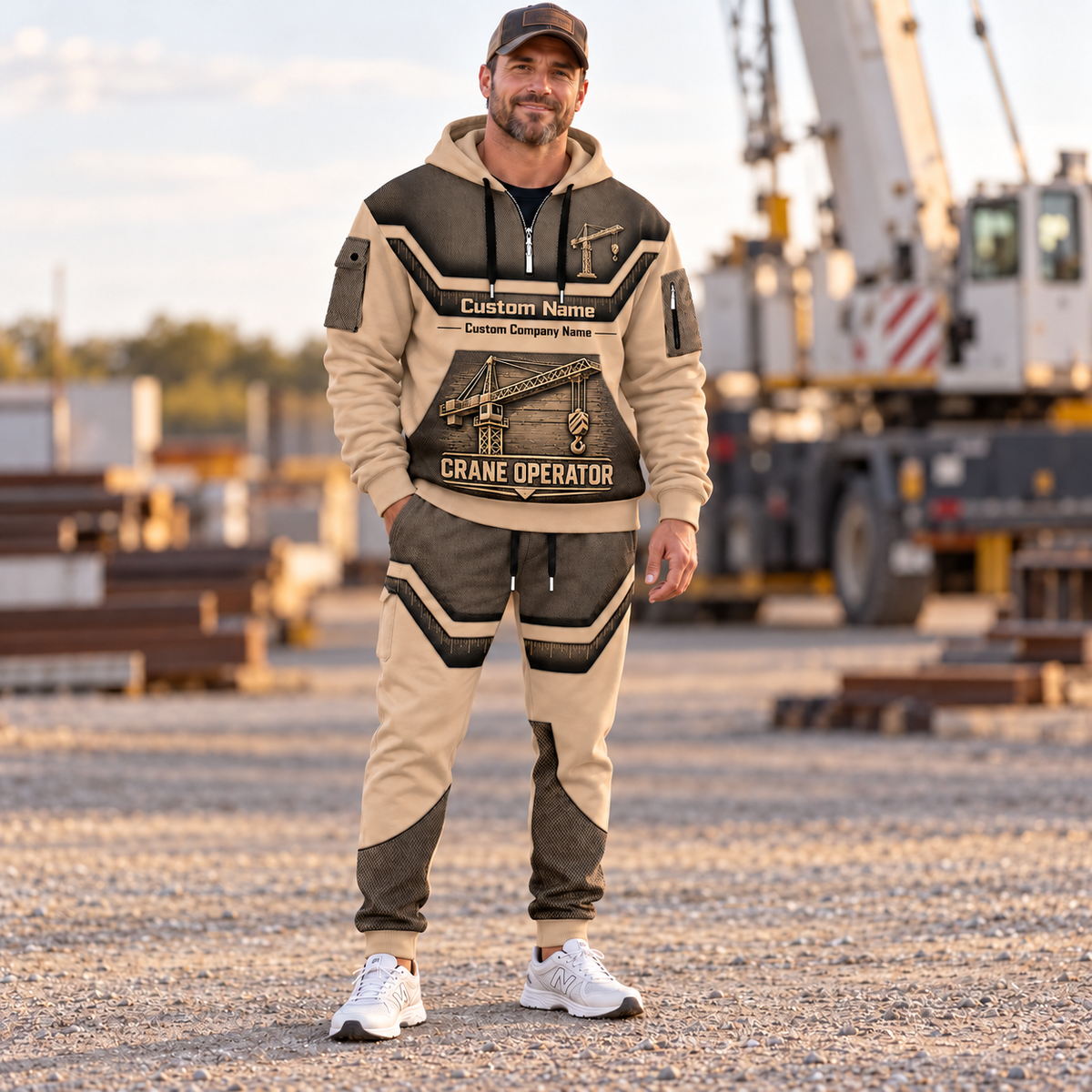 Crane Operator hero half zip hoodie and jogger combo