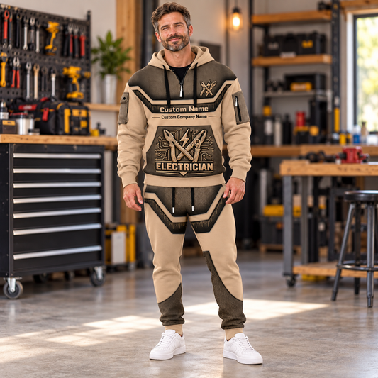 Electrician hero half zip hoodie and jogger combo