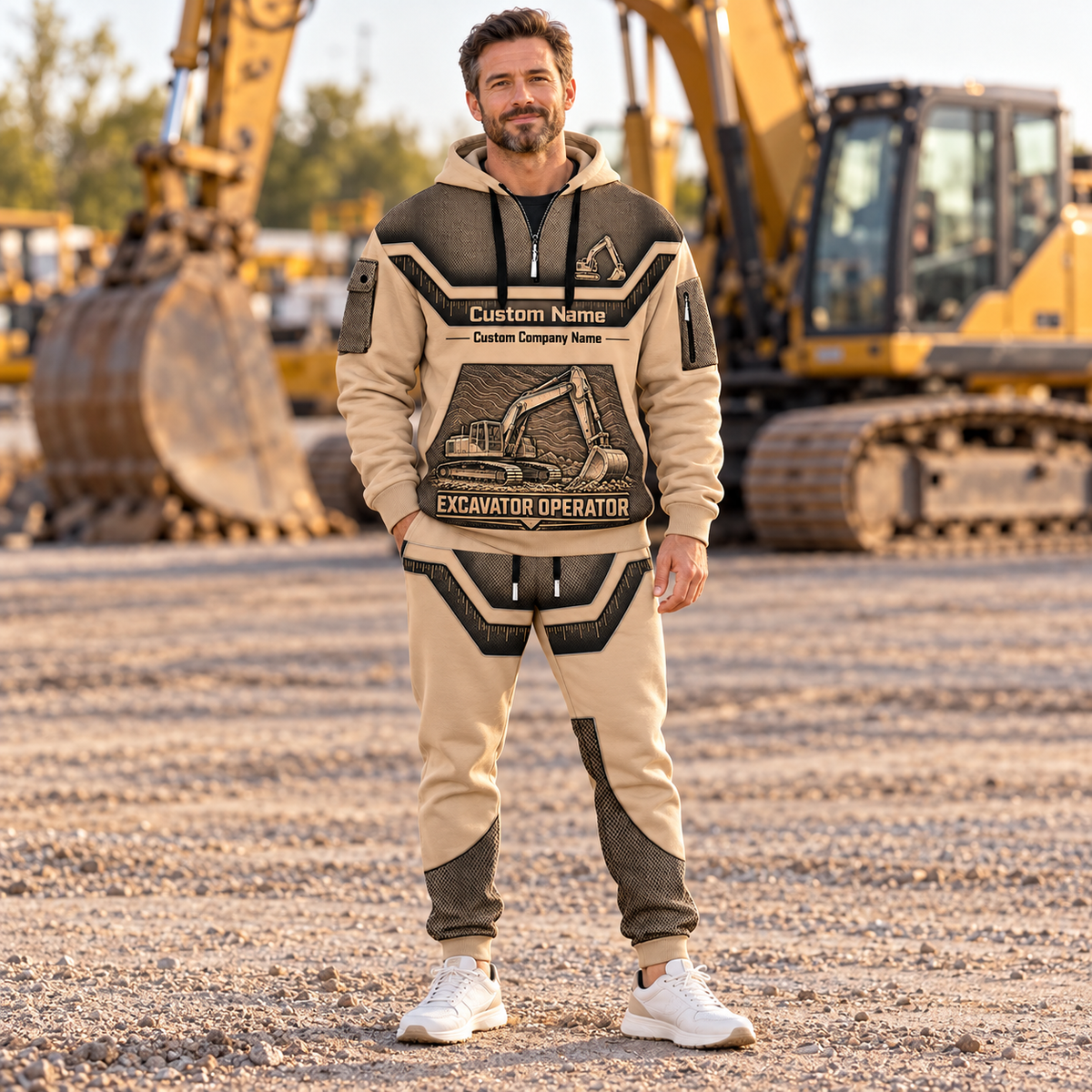 Excavator Operator hero half zip hoodie and jogger combo