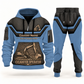Excavator Operator slate blue half zip hoodie and jogger combo