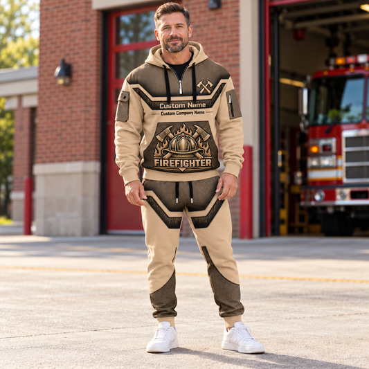 Firefighter hero half zip hoodie and jogger combo