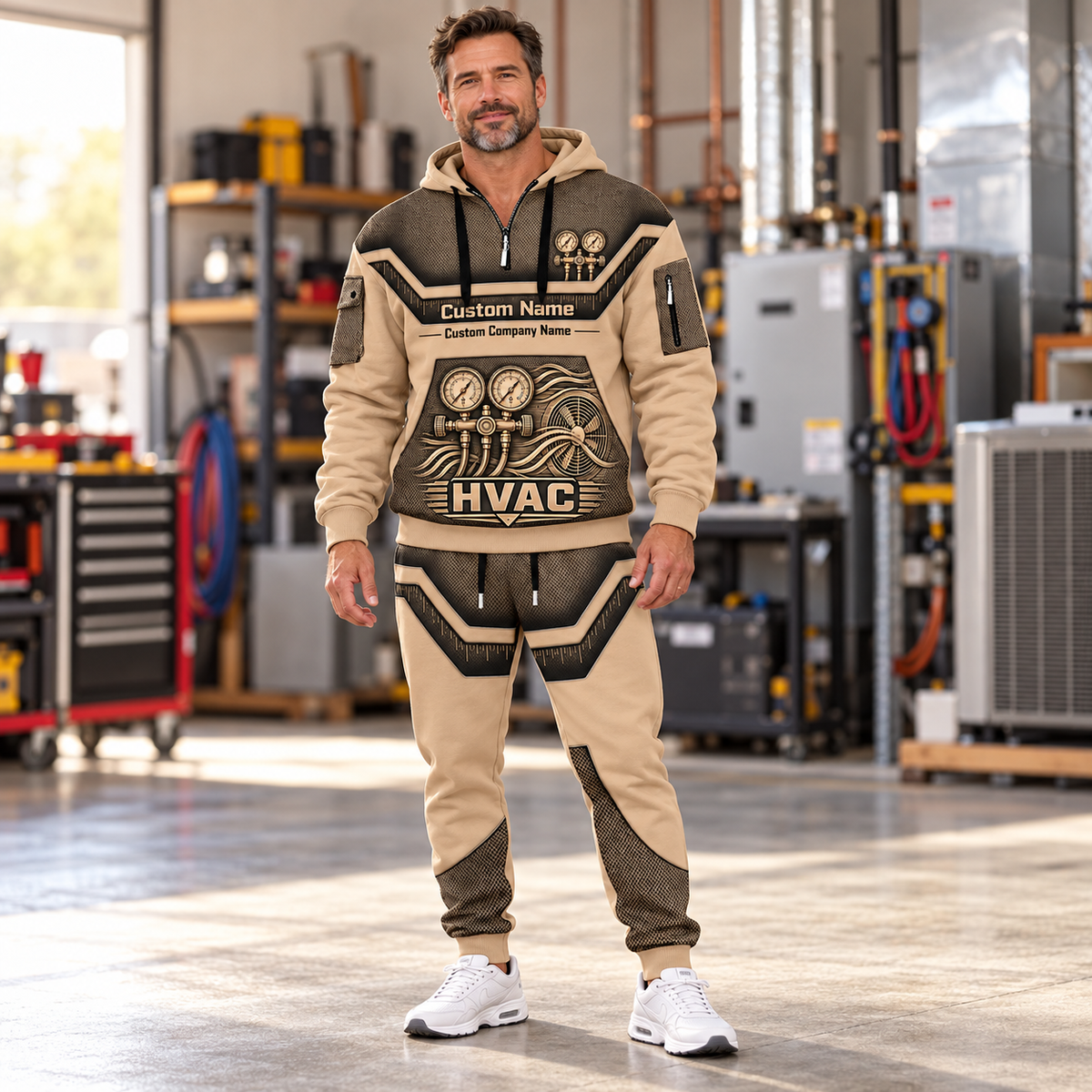 HVAC hero half zip hoodie and jogger combo