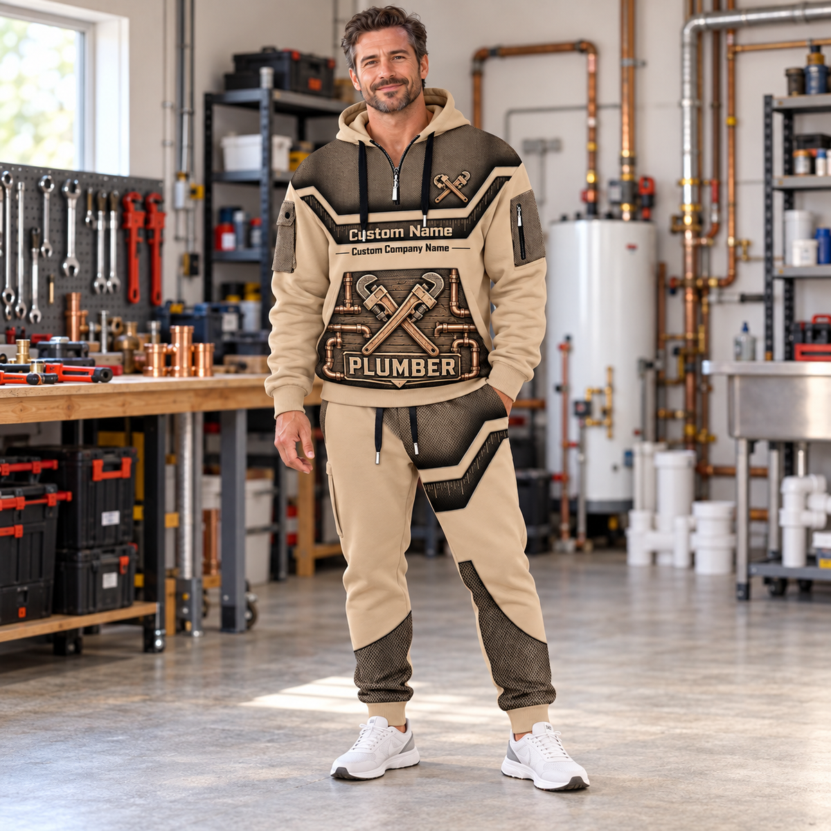 Plumber hero half zip hoodie and jogger combo