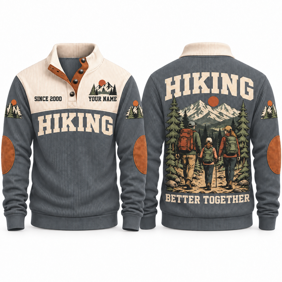Better Together – Grey hiking sports sweatshirt with flat printed artwork