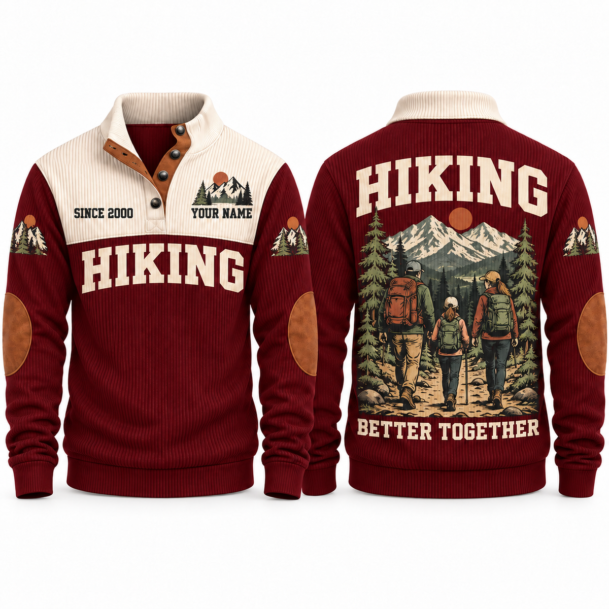 Better Together – Jujube Red hiking sports sweatshirt with flat printed artwork
