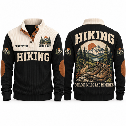 Collect Miles and Memories personalized hiking Sports Sweatshirt in Black