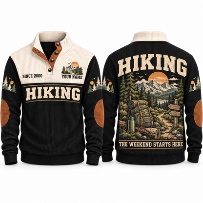 The Weekend Starts Here personalized hiking Sports Sweatshirt in Black