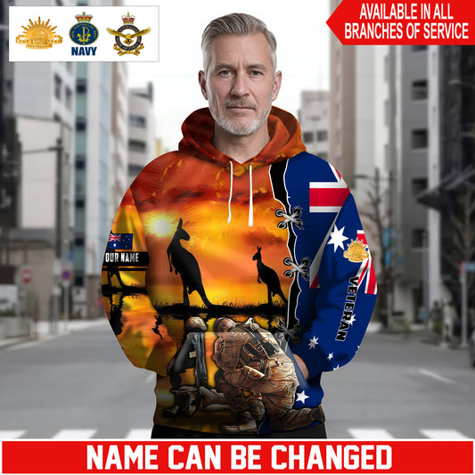 Personalized Australia Soldier/Veteran Camo with Name and Rank Hoodie Sweater All Over Printed - 1762473603