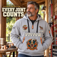 Sprinkler Fitter Every Joint Counts Quarter-Zip Hoodie in Light Grey, worn by an adult male model, preserving the current niche artwork, sample name and year, and hooded quarter-zip garment details.