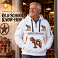 Sprinkler Fitter Old School Know-How Quarter-Zip Hoodie in White, worn by an adult male model, preserving the current niche artwork, sample name and year, and hooded quarter-zip garment details.
