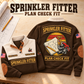 Sprinkler Fitter Plan Check Fit Sports Sweatshirt in Brown, source-faithful front and back garment artwork in a polished plan flatlay back and folded front composition, original sample name and year retained.