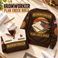 Ironworker Plan Check Build Sports Sweatshirt in Brown, source-faithful garment artwork in a polished plan flatlay back and folded front composition, original sample name and year retained.