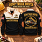 Dump Truck Driver Hands Behind the Trade Sports Sweatshirt in Black, source-faithful garment artwork in a polished workbench pair composition, original sample name and year retained.