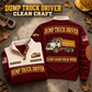 Dump Truck Driver Clean Craft Sports Sweatshirt in Jujube Red, source-faithful garment artwork in a polished stone flatlay back and folded front composition, original sample name and year retained.