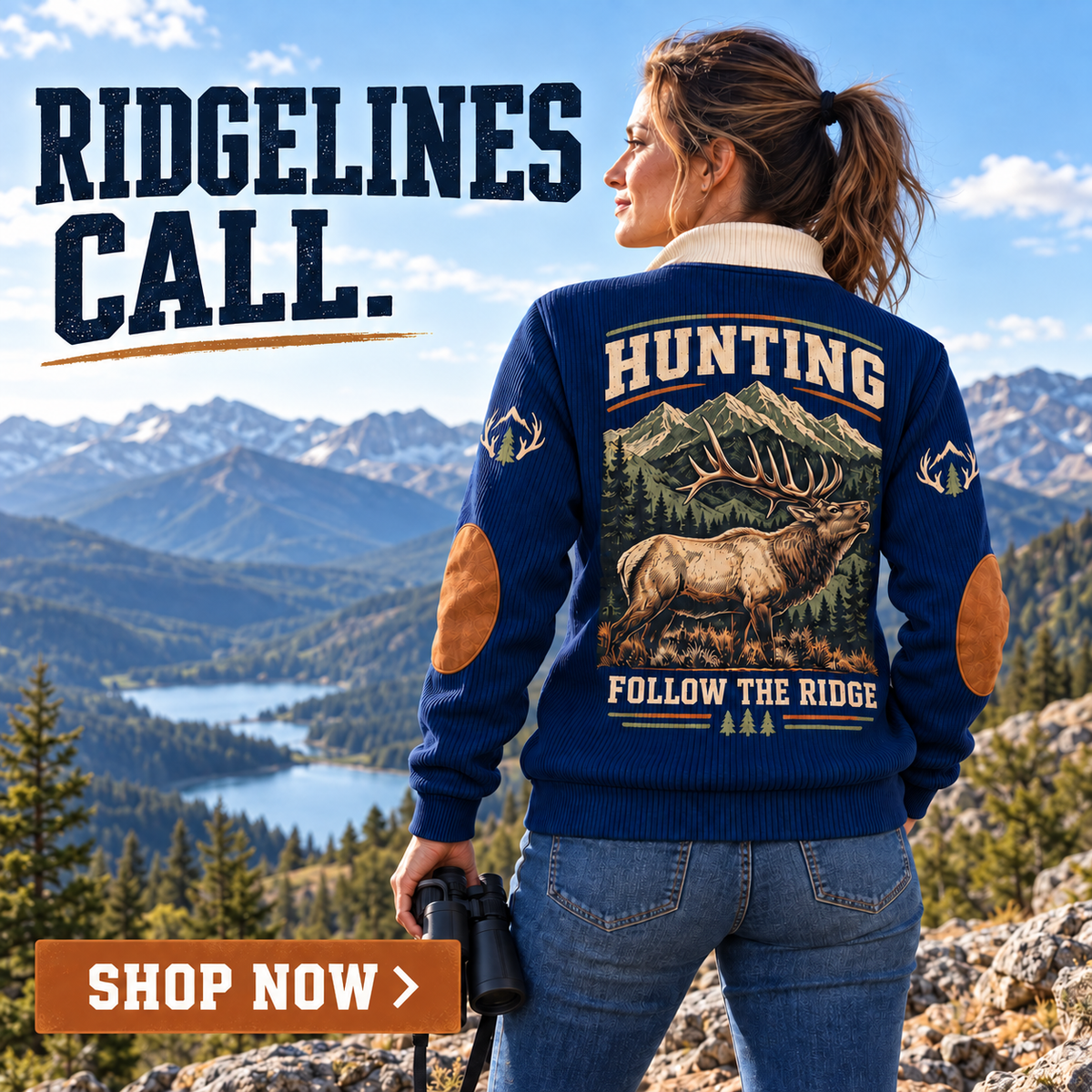 Follow the Ridge | Hunting Personalized Sports Sweatshirt lifestyle mockup in Navy