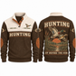 Up Before the Sun personalized hunting sports sweatshirt in Brown, front and back with flat printed artwork
