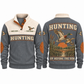 Up Before the Sun personalized hunting sports sweatshirt in Grey, front and back with flat printed artwork