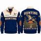 Up Before the Sun personalized hunting sports sweatshirt in Navy, front and back with flat printed artwork