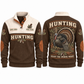 Hear the Woods Wake personalized hunting sports sweatshirt in Brown, front and back with flat printed artwork