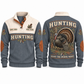 Hear the Woods Wake personalized hunting sports sweatshirt in Grey, front and back with flat printed artwork