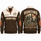 Patience Leaves No Tracks personalized hunting sports sweatshirt in Brown, front and back with flat printed artwork