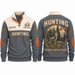 Patience Leaves No Tracks personalized hunting sports sweatshirt in Grey, front and back with flat printed artwork