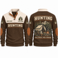 Good Stories. Early Mornings. personalized hunting sports sweatshirt in Brown, front and back with flat printed artwork