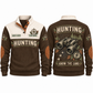 Know the Land personalized hunting sports sweatshirt in Brown, front and back with flat printed artwork