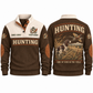 Side by Side in the Field personalized hunting sports sweatshirt in Brown, front and back with flat printed artwork