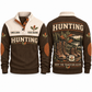 Brown Sports Sweatshirt — Adult-size and smaller outdoor boots beside an enamel mug, autumn oak branches and a forest lake.