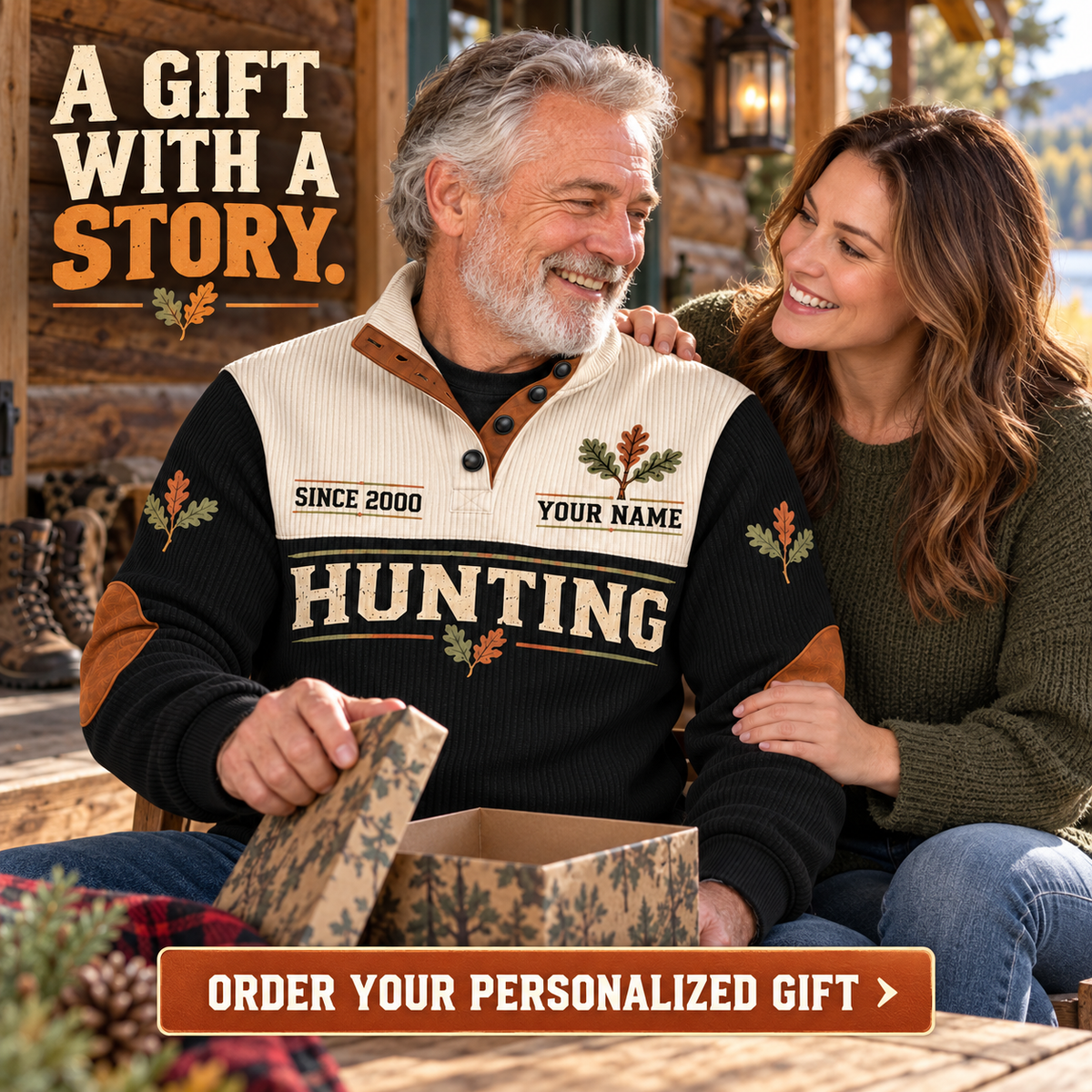 Keep the Tradition Alive | Hunting Personalized Sports Sweatshirt lifestyle mockup in Black