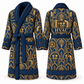 Personalized HVAC Bathrobe - Art Deco Craft blue front and back view