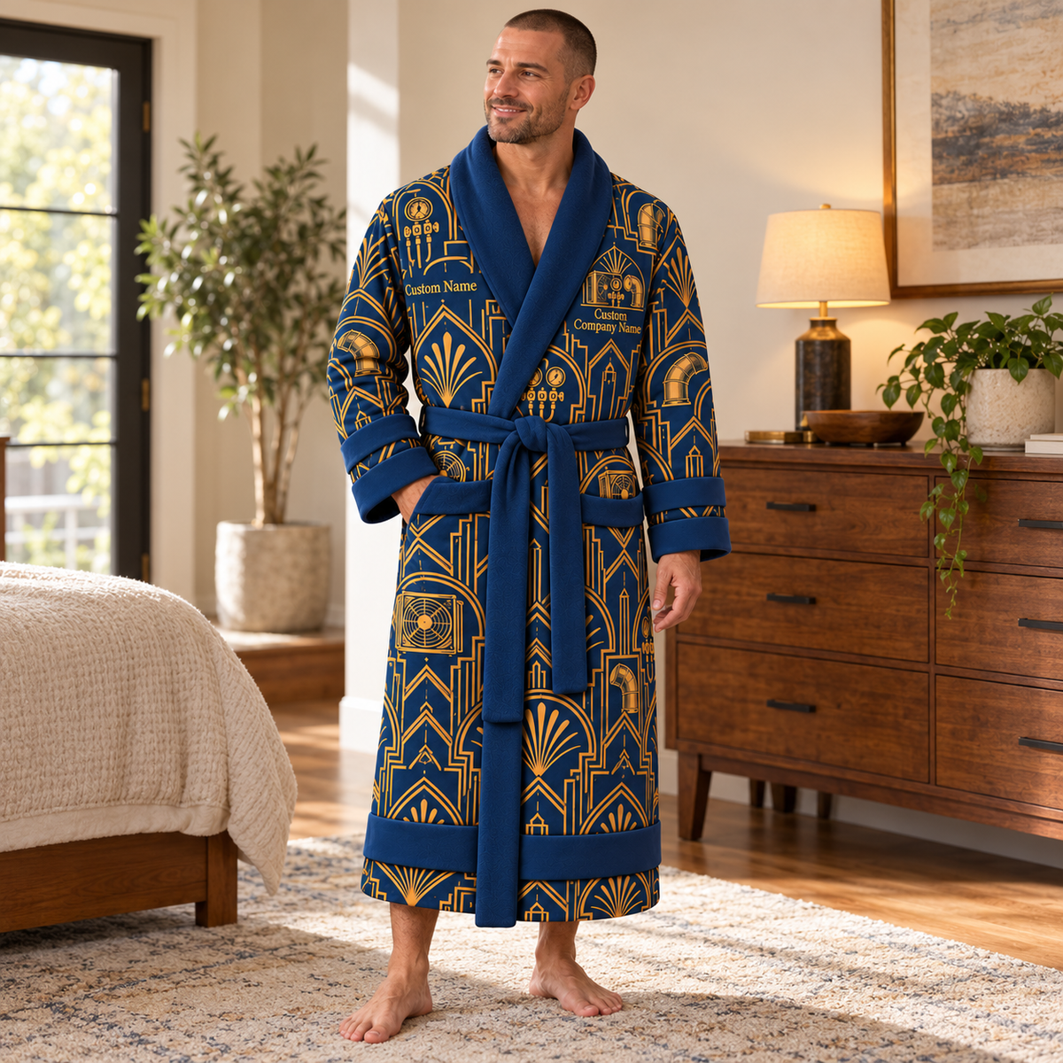 Personalized HVAC Bathrobe - Art Deco Craft lifestyle view