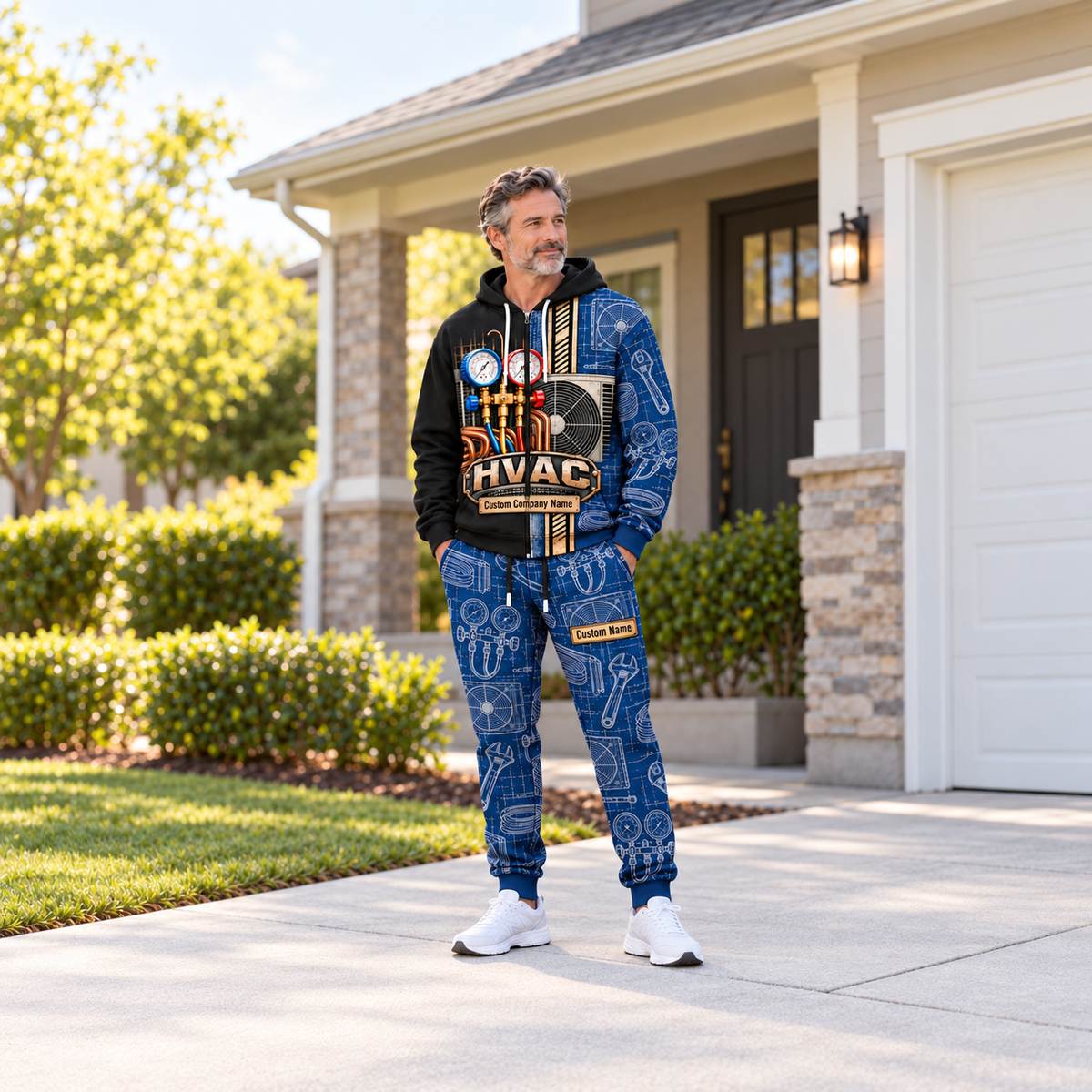 hvac full-zip hoodie and matching joggers - adult male lifestyle