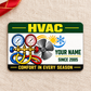 HVAC Aluminum Wallet Card - Green Band front on a subtle tabletop.