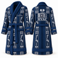 Personalized HVAC Bathrobe - Workbench Stripes blue front and back view