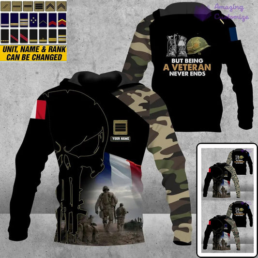 Personalized France Soldier/ Veteran Camo With Name And Rank Hoodie 3D Printed - 1407230001