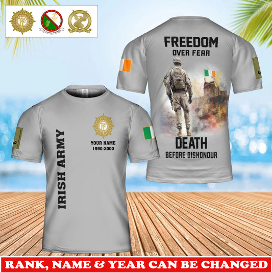 Personalized Ireland Soldier/Veteran Camo with Rank, Name and Year T-Shirt All Over Printed - 17733600