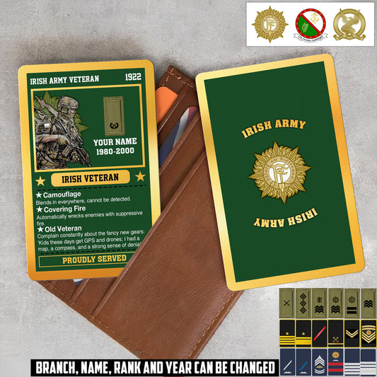Personalized Ireland Soldier/ Veteran With Rank, Name And Year Aluminum Wallet Card - 17508096