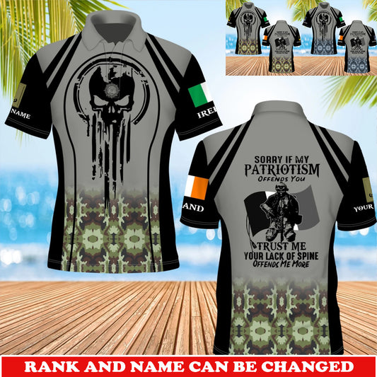Personalized Ireland Soldier/Veteran Camo with Rank and Name T-Shirt All Over Printed - 17741376