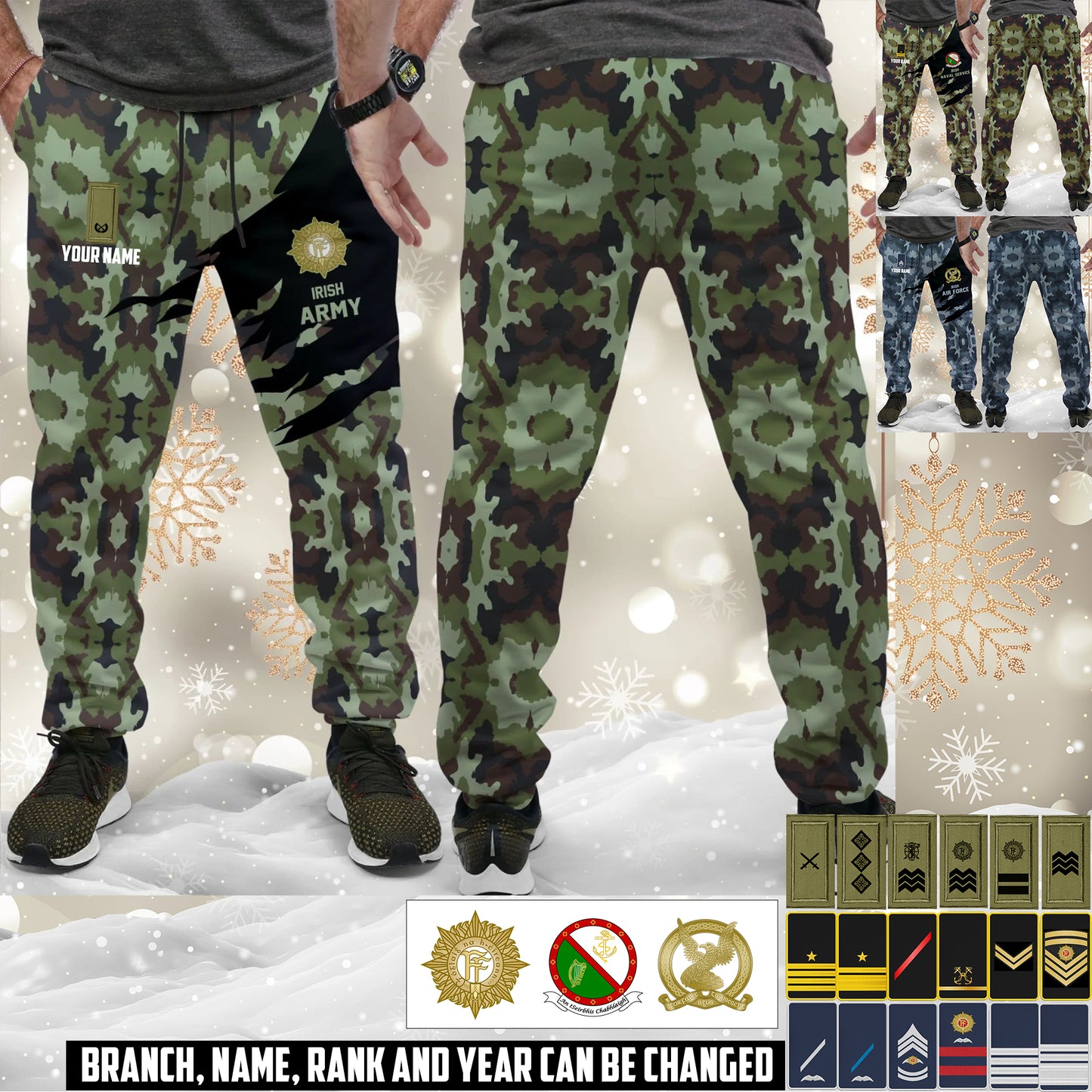 Personalized Ireland Soldier/ Veteran With Name And Rank Unisex Jogger - 17584128