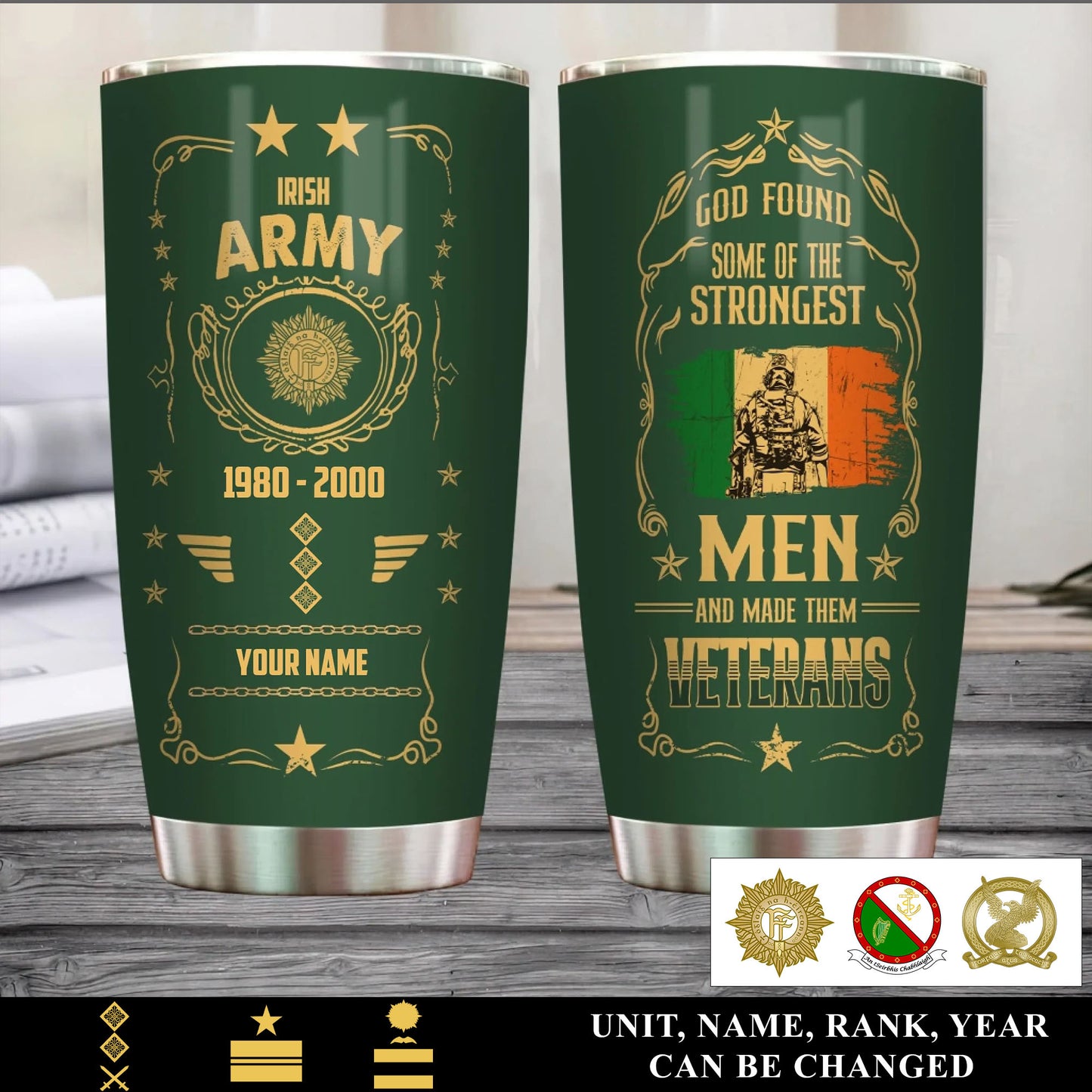 Personalized Ireland Veteran/ Soldier With Rank, Year And Name Camo Tumbler - 17496864