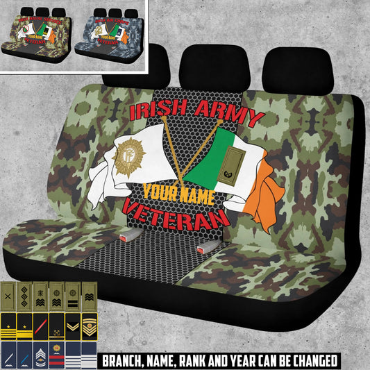 Personalized Ireland Soldier/ Veteran With Name And Rank Car Back Seat Cover Set (with foaming) - 17490816